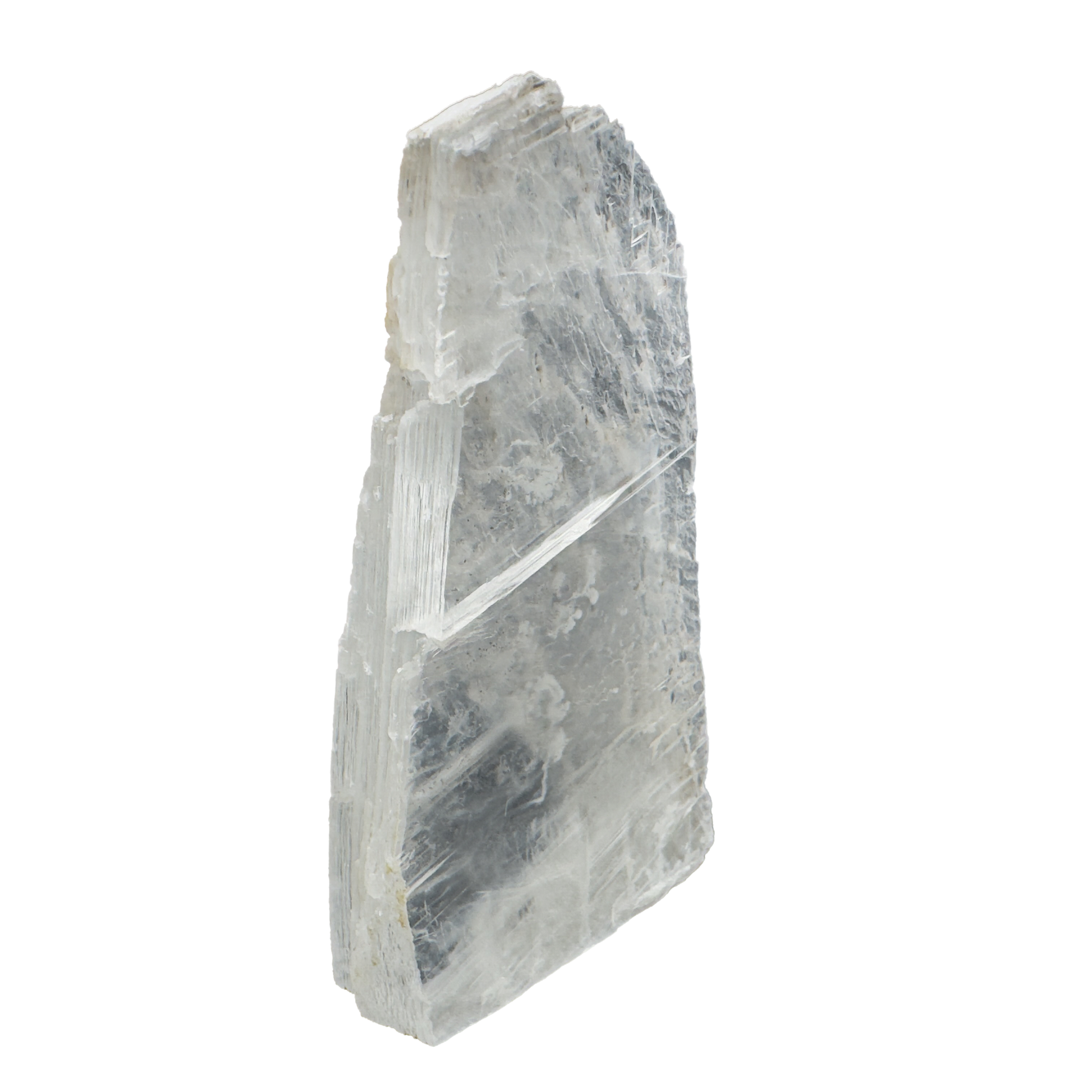 Selenite raw crystal standing slab, translucent white gypsum with satin fiber, AAA grade New Mexico, 0.61 lb, view 8