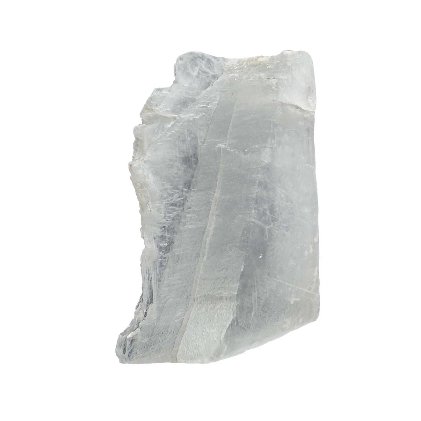 Selenite raw crystal standing slab, thick translucent white gypsum with satin fiber, AAA grade New Mexico, 2.08 lb, view 2