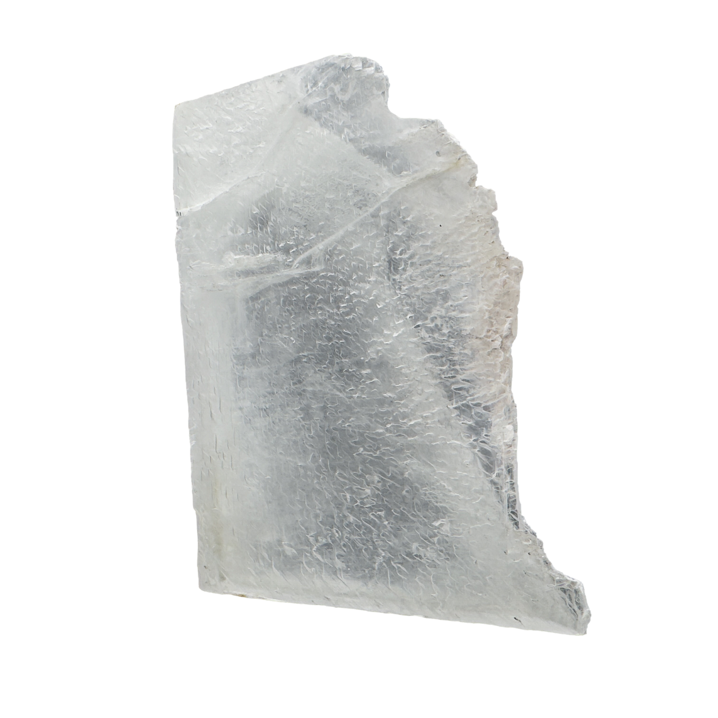 Selenite raw crystal standing slab, thick translucent white gypsum with satin fiber, AAA grade New Mexico, 2.08 lb, view 3