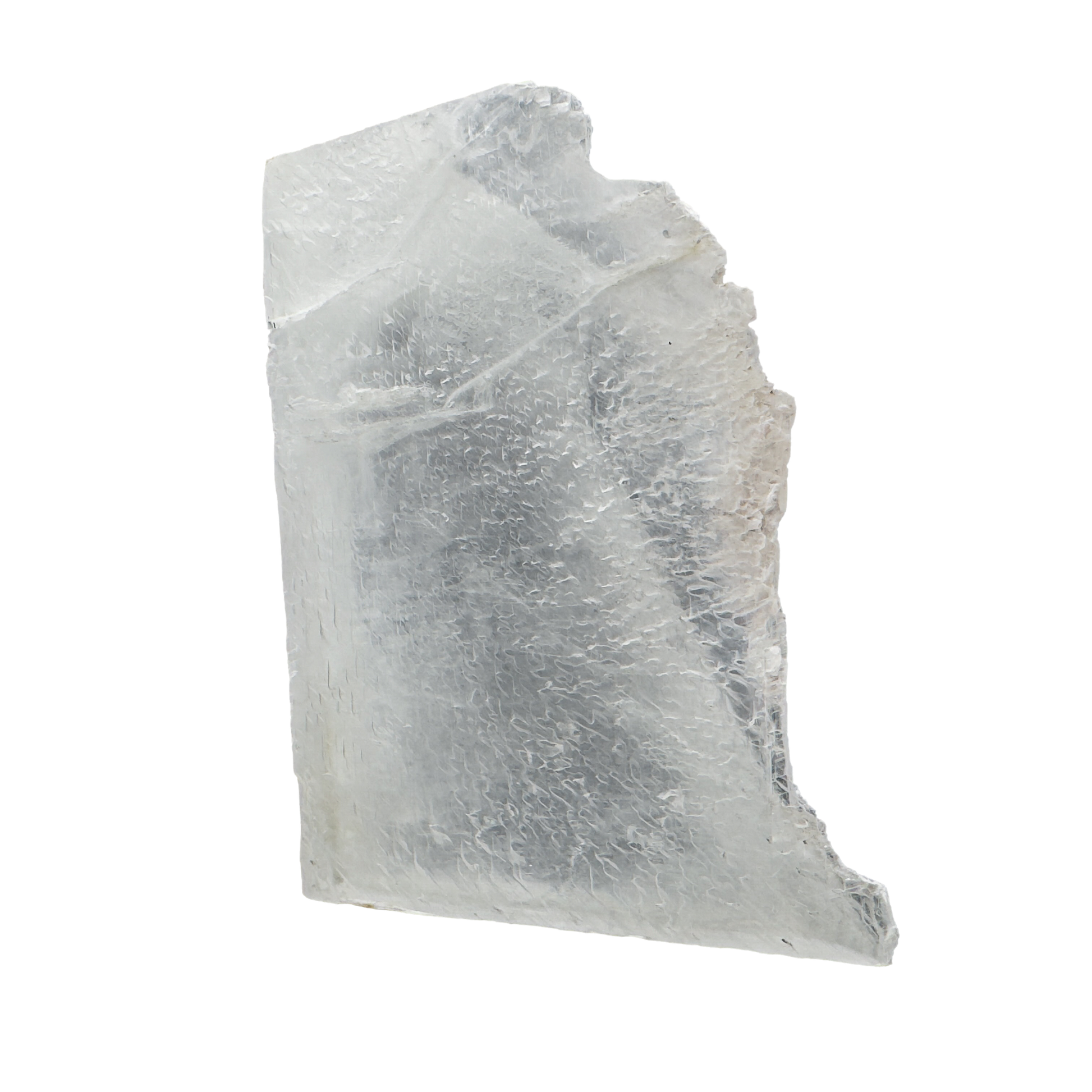 Selenite raw crystal standing slab, thick translucent white gypsum with satin fiber, AAA grade New Mexico, 2.08 lb, view 3