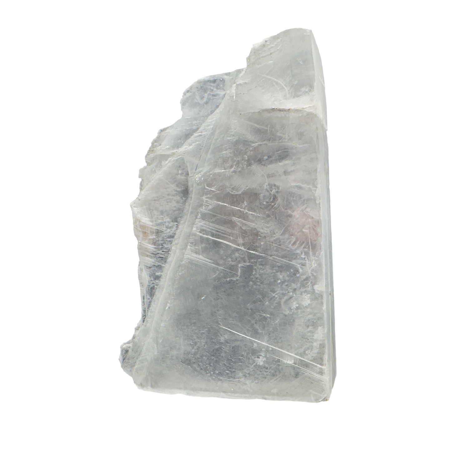 Selenite raw crystal standing slab, thick translucent white gypsum with satin fiber, AAA grade New Mexico, 2.08 lb, view 5