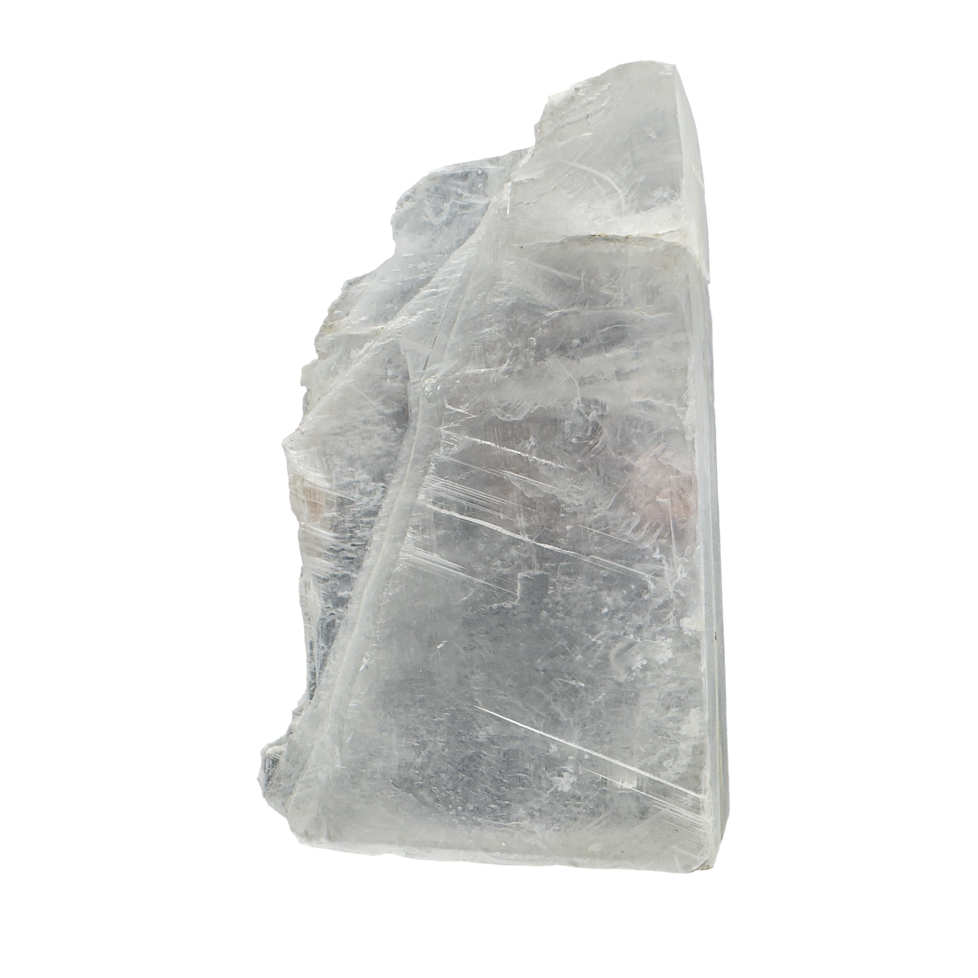 Selenite raw crystal standing slab, thick translucent white gypsum with satin fiber, AAA grade New Mexico, 2.08 lb, view 5