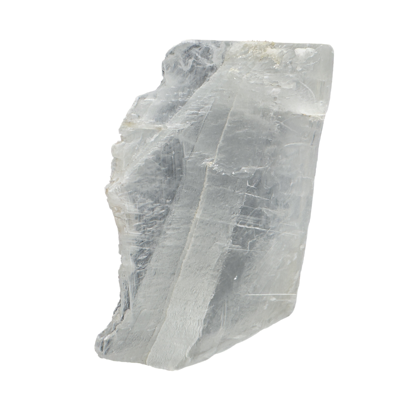 Selenite raw crystal standing slab, thick translucent white gypsum with satin fiber, AAA grade New Mexico, 2.08 lb, view 6