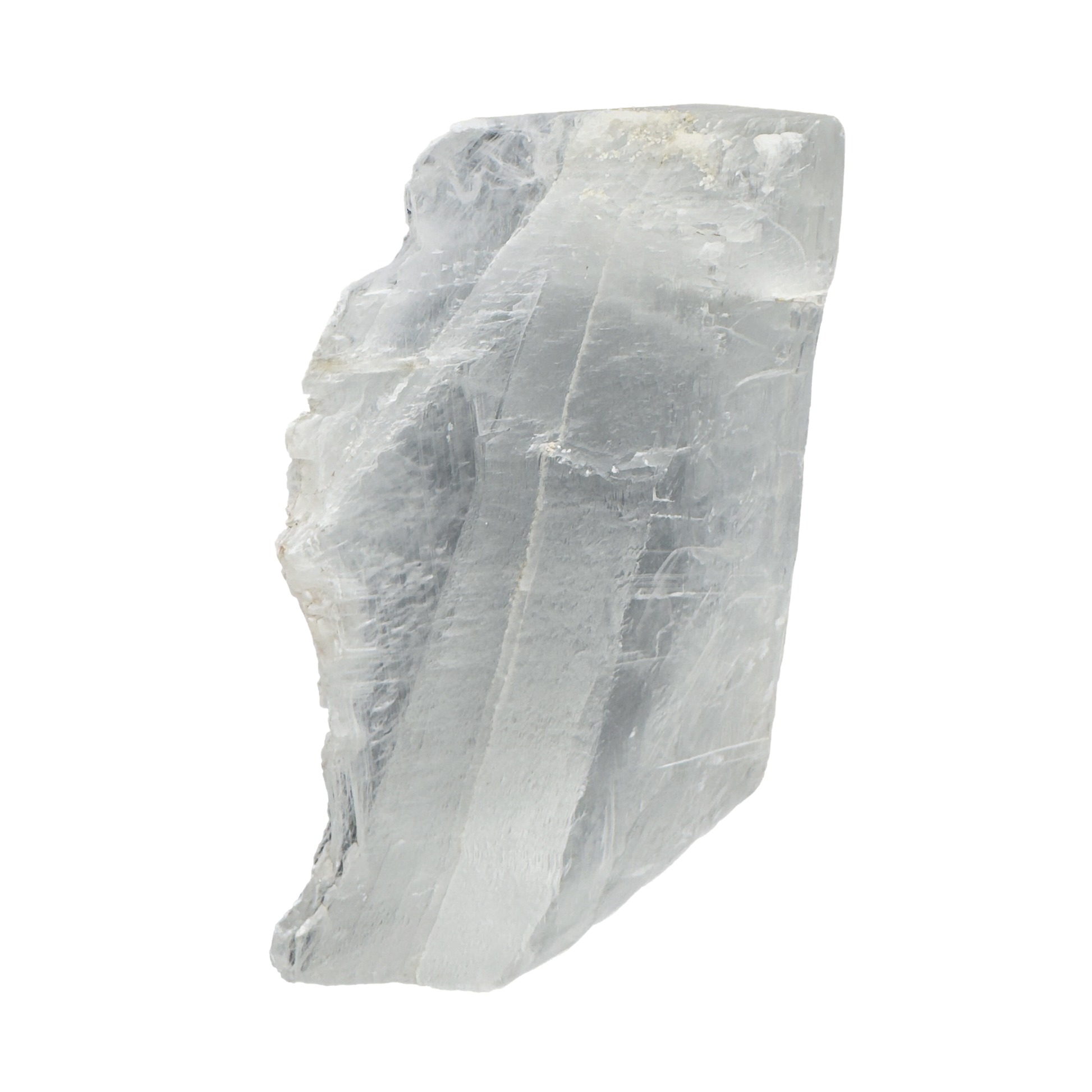 Selenite raw crystal standing slab, thick translucent white gypsum with satin fiber, AAA grade New Mexico, 2.08 lb, view 7