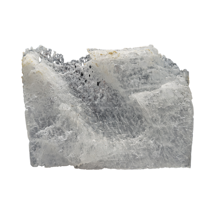 Selenite raw crystal standing slab, broad translucent white gypsum panel with natural terminations, AAA grade New Mexico, 4.03 lb, view 5