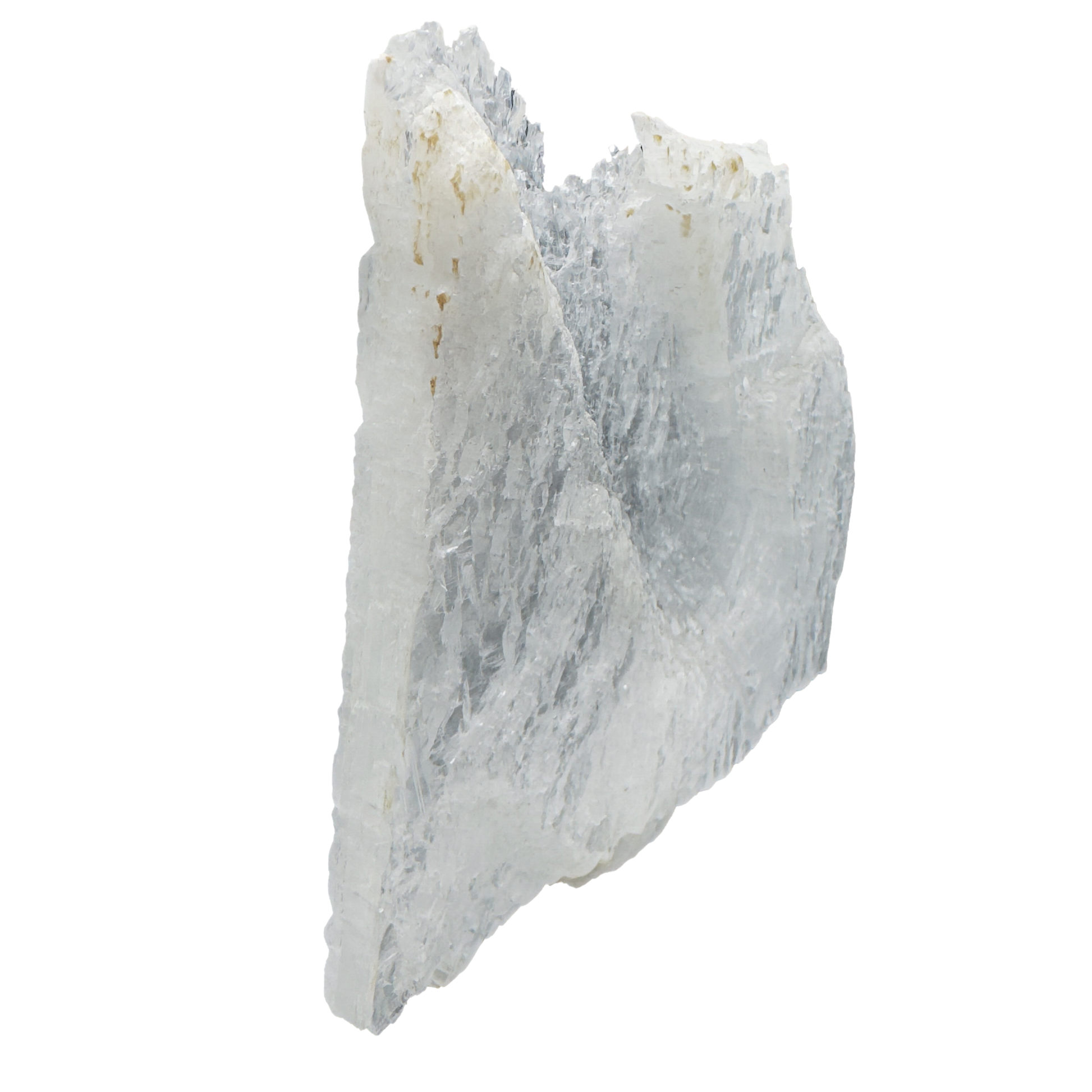 Selenite raw crystal standing slab, broad translucent white gypsum panel with natural terminations, AAA grade New Mexico, 4.03 lb, view 6