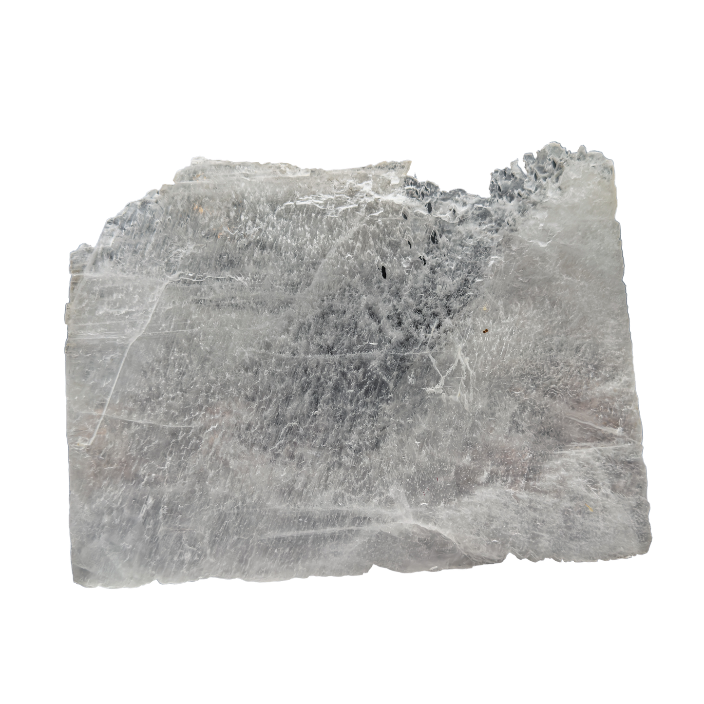 Selenite raw crystal standing slab, broad translucent white gypsum panel with natural terminations, AAA grade New Mexico, 4.03 lb, view 7