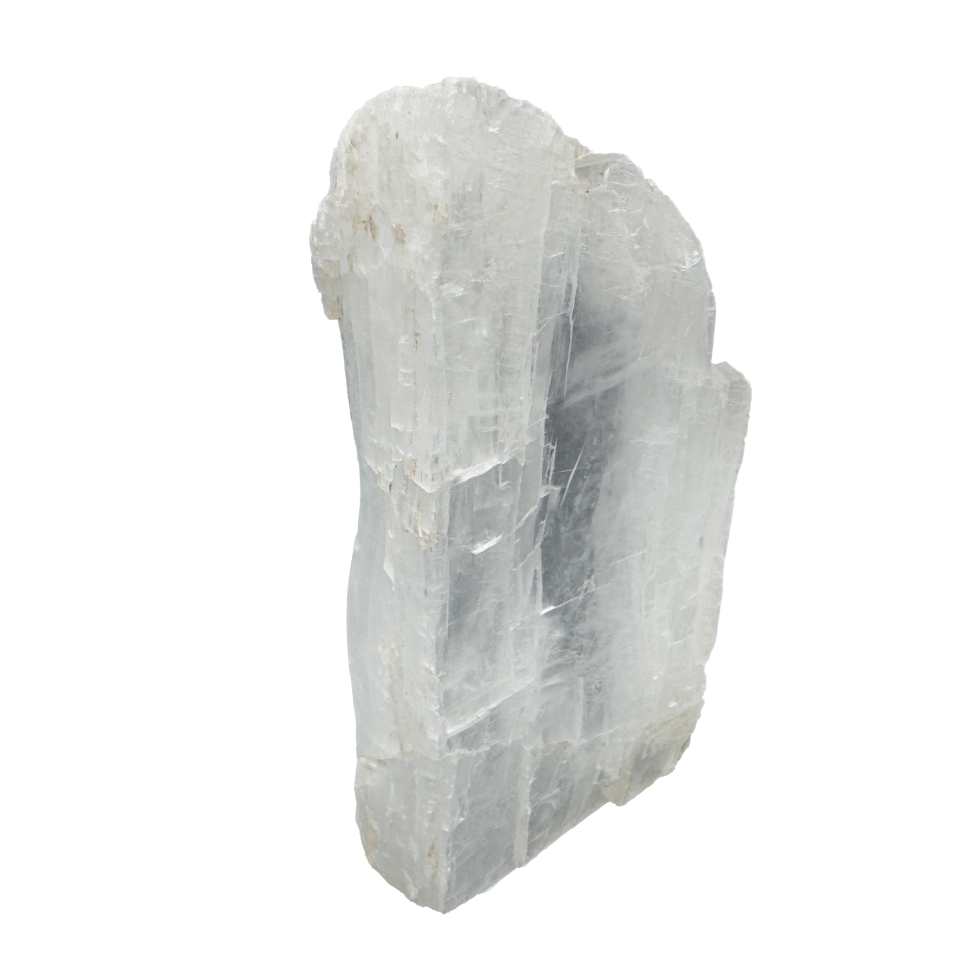 Selenite raw crystal standing slab, tall translucent white gypsum with full-height fiber, AAA grade New Mexico, 5.43 lb, view 7