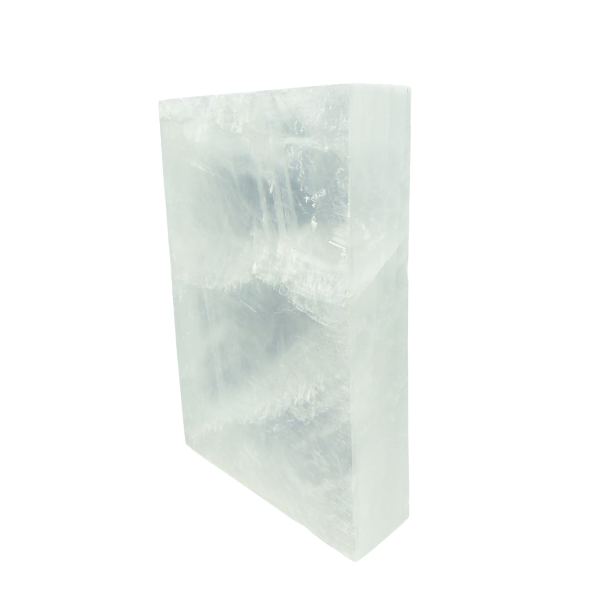 AAA grade selenite clearing block from New Mexico, alternate angle, translucent white gypsum fiber, specimen 65.