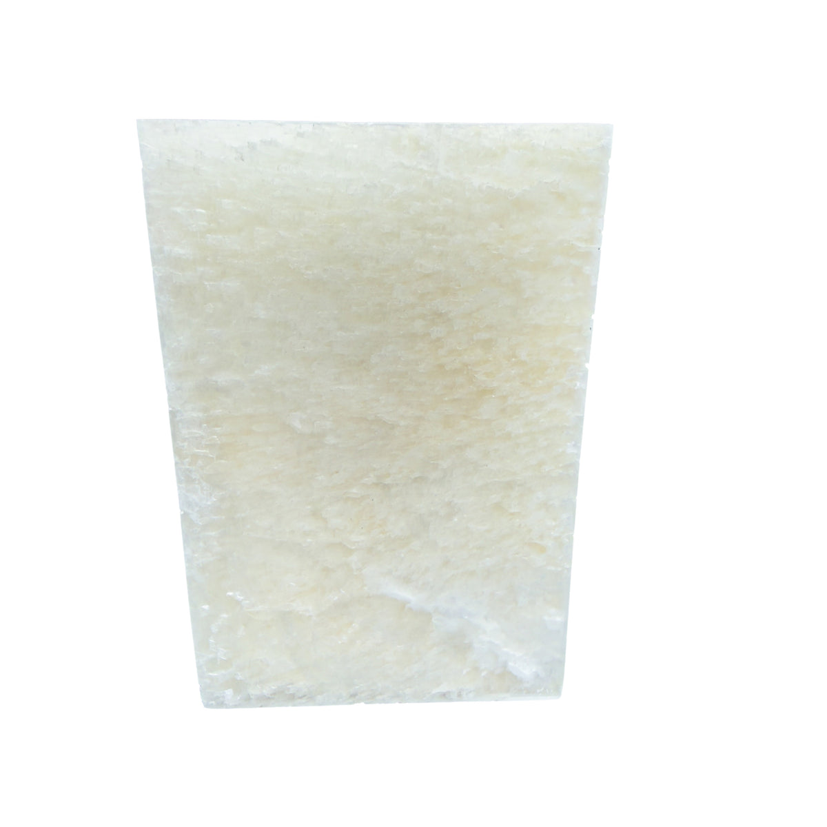 AAA grade selenite clearing block from New Mexico, reverse side, translucent white gypsum fiber, specimen 67.