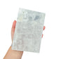 AAA grade selenite clearing block from New Mexico, detail of the fibrous surface, translucent white gypsum fiber, specimen 68.