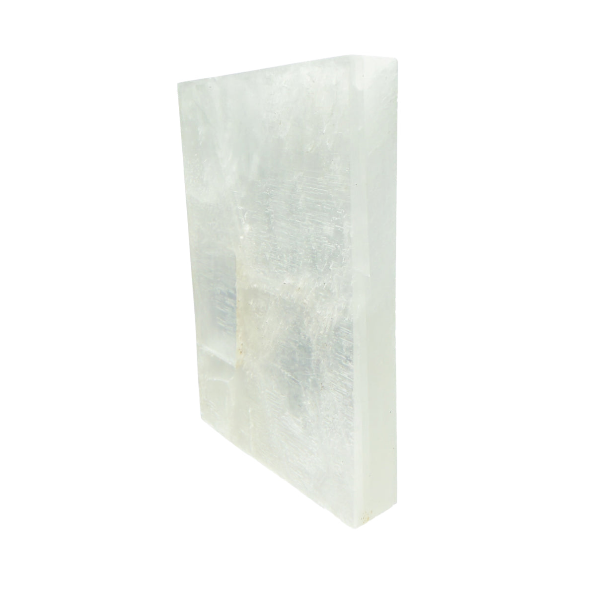 AAA grade selenite clearing block from New Mexico, alternate angle, translucent white gypsum fiber, specimen 69.