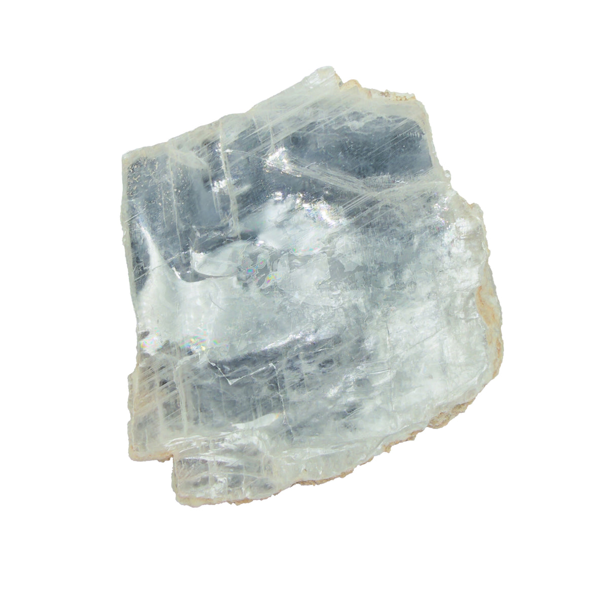 AAA grade selenite clearing slab from New Mexico, left profile, translucent white gypsum fiber, specimen 54.