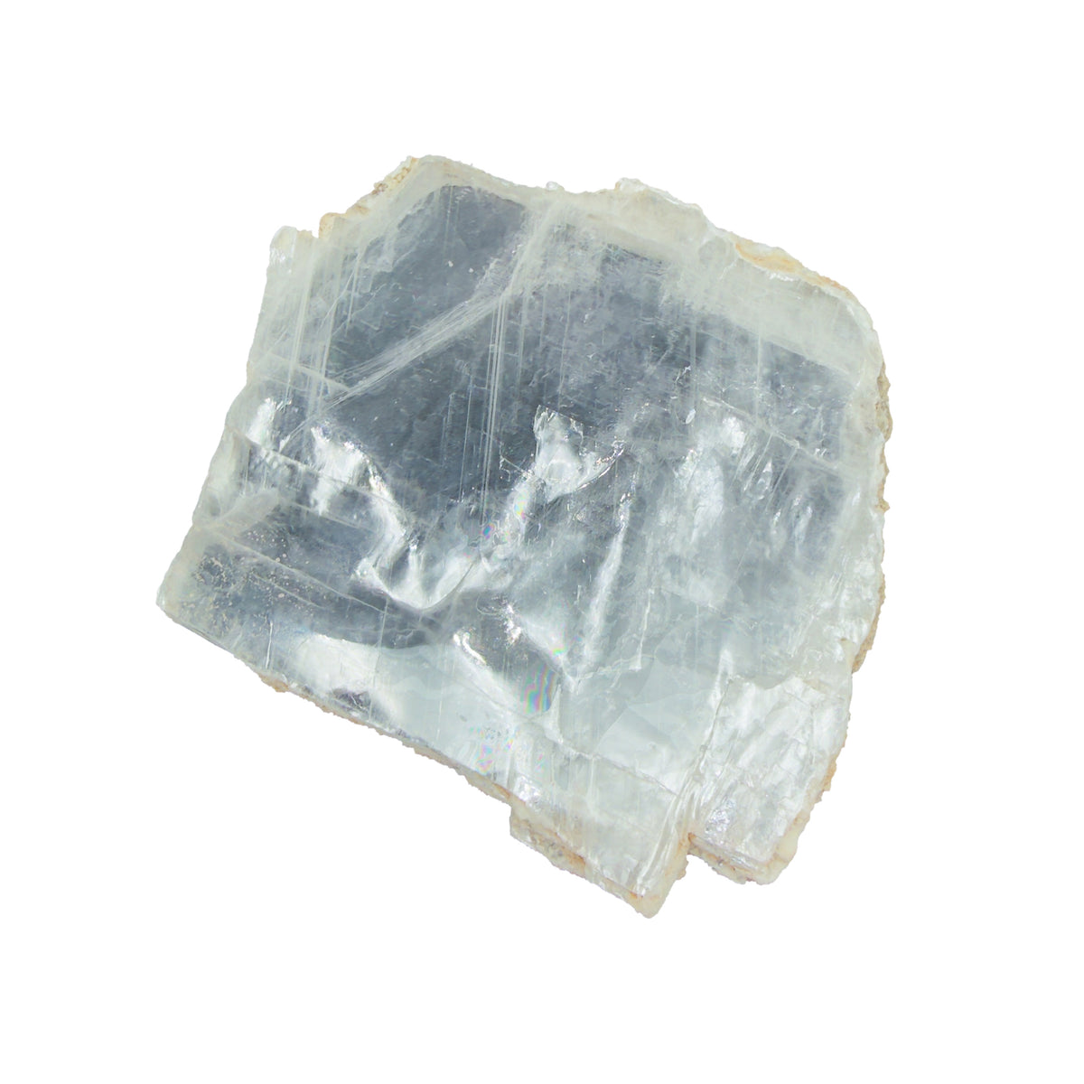 AAA grade selenite clearing slab from New Mexico, right profile, translucent white gypsum fiber, specimen 54.