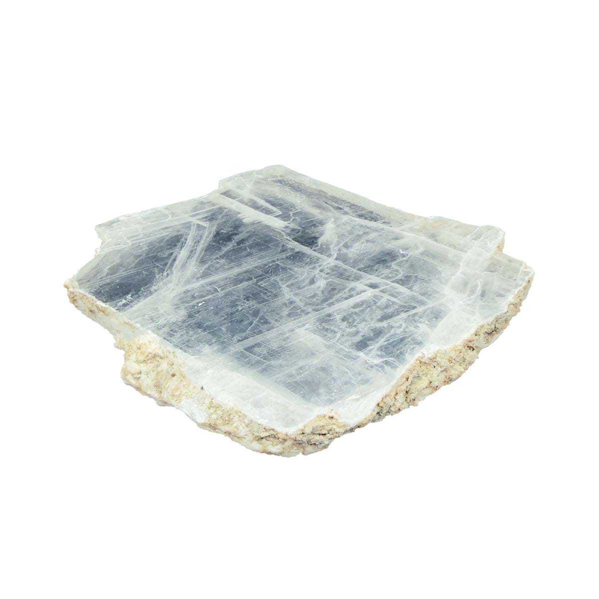 AAA grade selenite clearing slab from New Mexico, further detail, translucent white gypsum fiber, specimen 54.