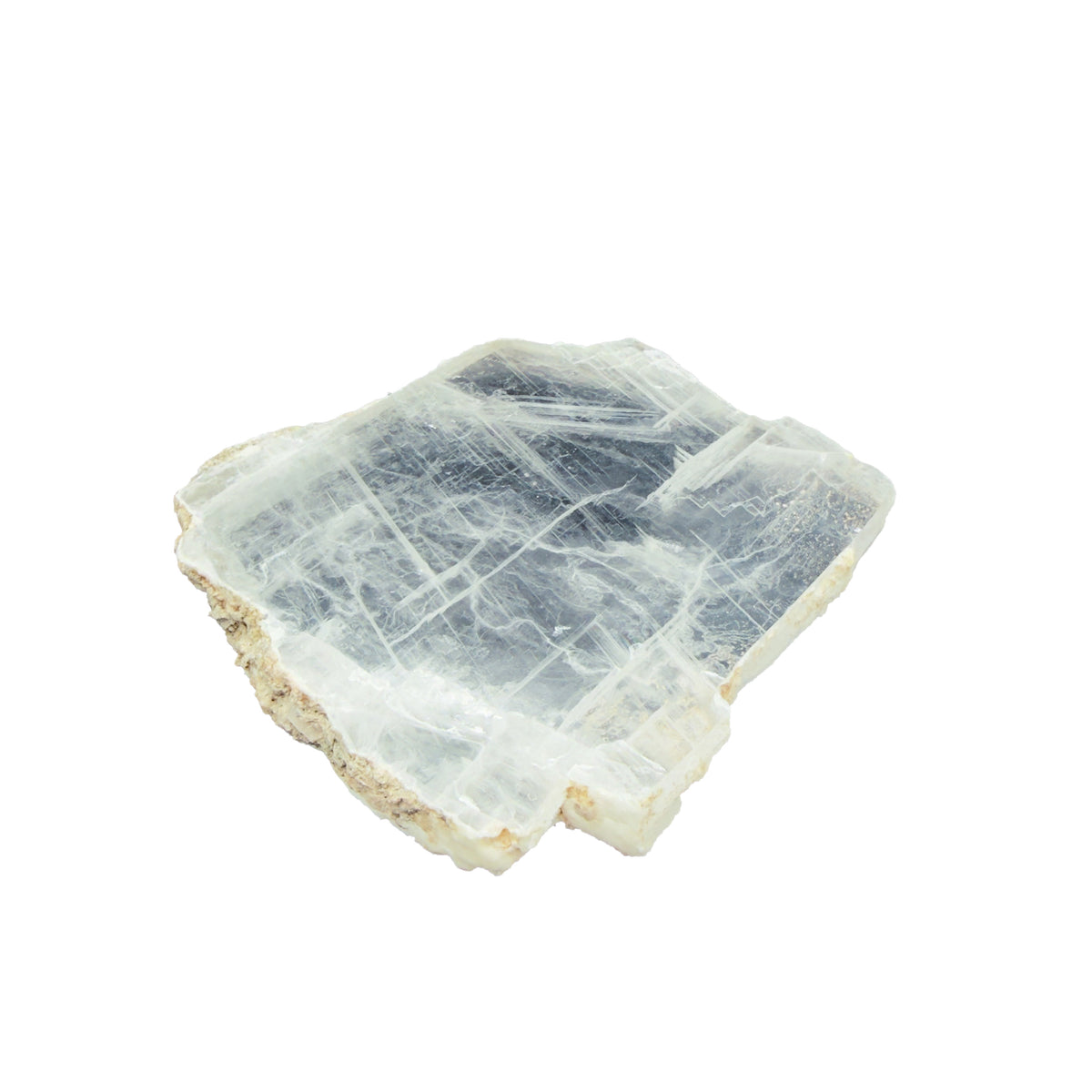 AAA grade selenite clearing slab from New Mexico, secondary angle, translucent white gypsum fiber, specimen 54.
