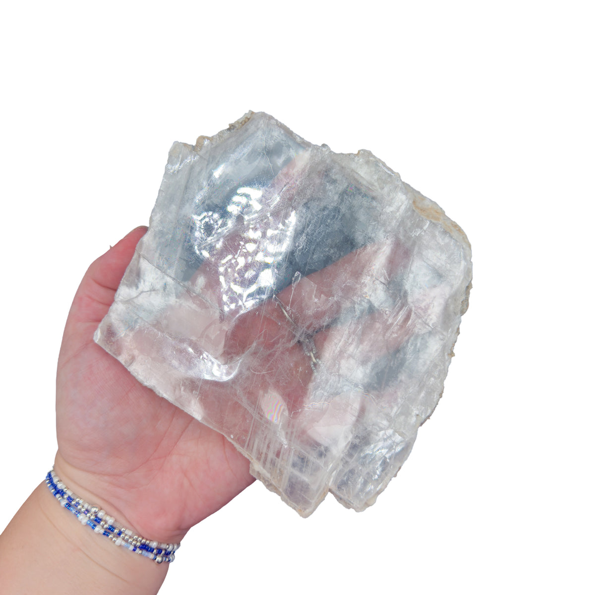 AAA grade selenite clearing slab from New Mexico, secondary angle, translucent white gypsum fiber, specimen 54, view 14.