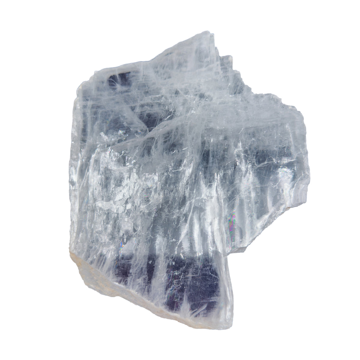 AAA grade selenite clearing slab from New Mexico, left profile, translucent white gypsum fiber, specimen 55.