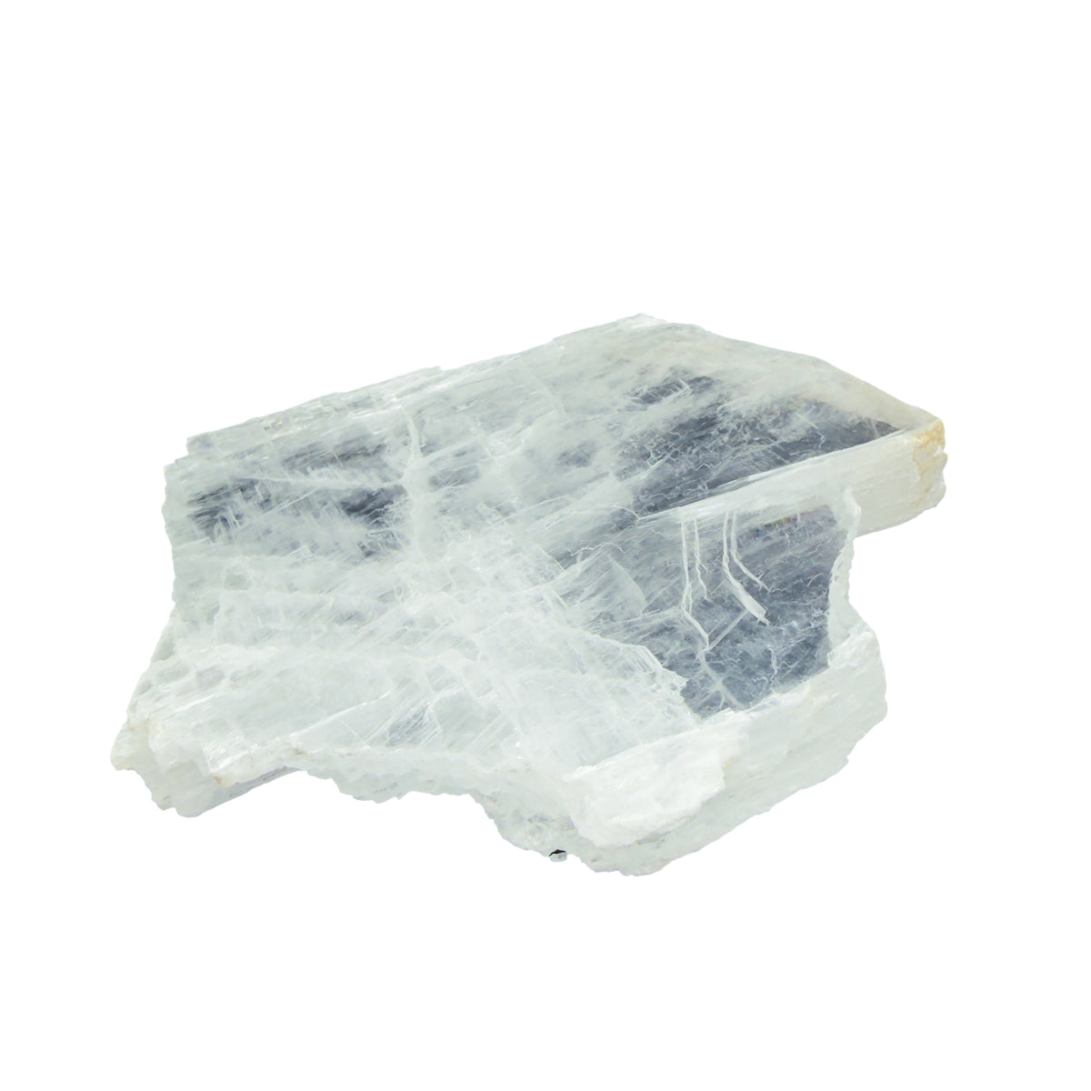 AAA grade selenite clearing slab from New Mexico, detail of the fibrous surface, translucent white gypsum fiber, specimen 55.