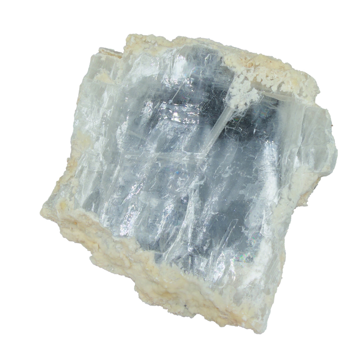 AAA grade selenite clearing slab from New Mexico, right profile, translucent white gypsum fiber, specimen 56.