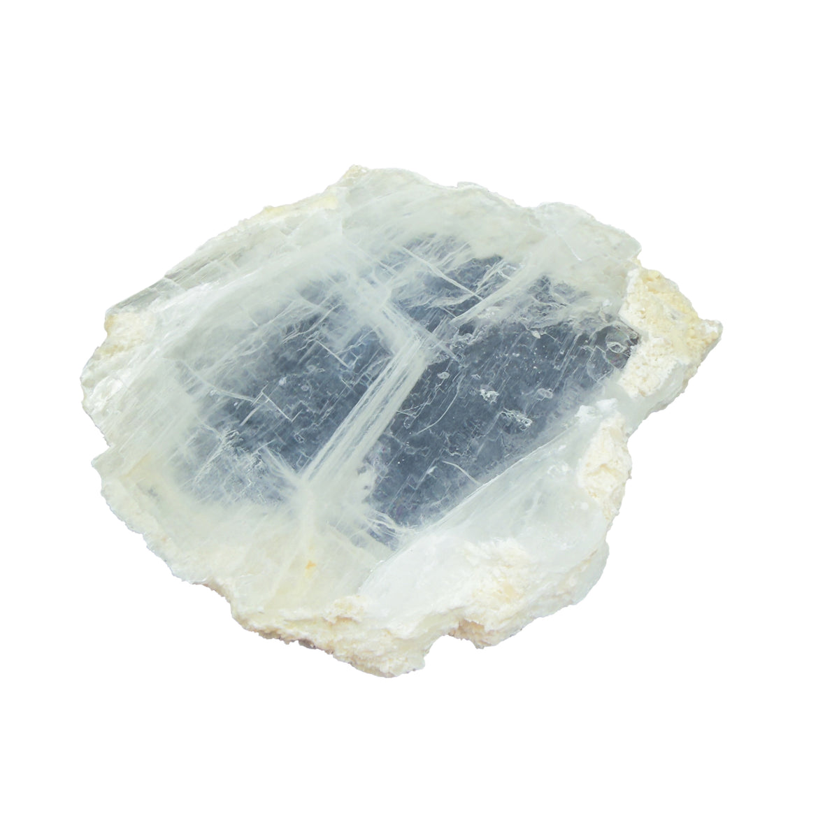 AAA grade selenite clearing slab from New Mexico, alternate angle, translucent white gypsum fiber, specimen 56.