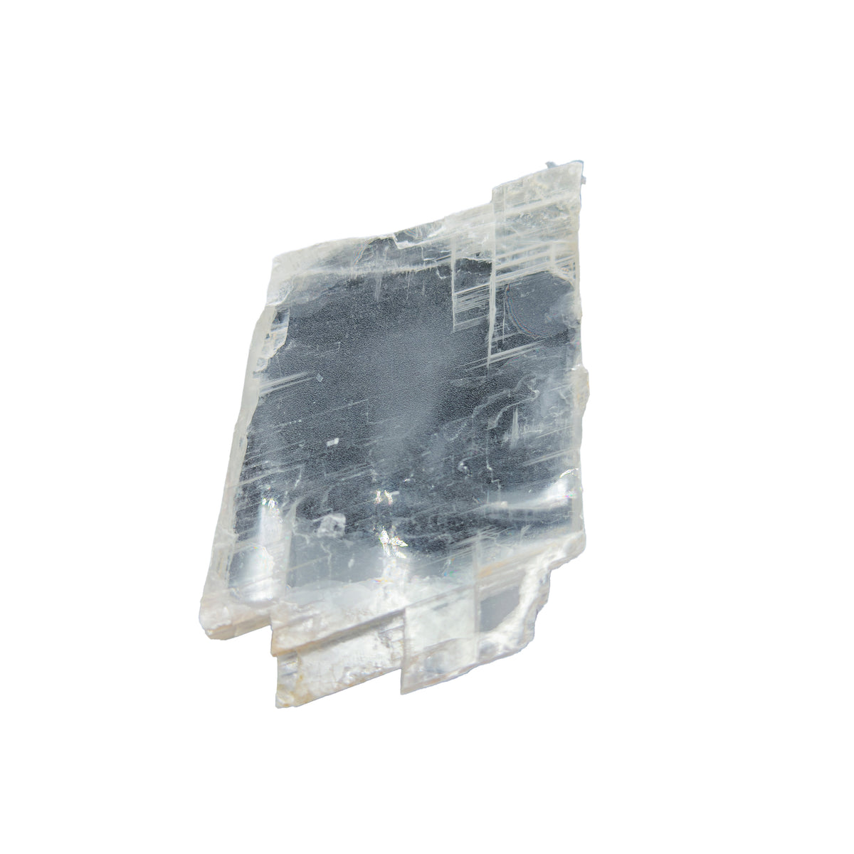 AAA grade selenite clearing slab from New Mexico, reverse side, translucent white gypsum fiber, specimen 57.