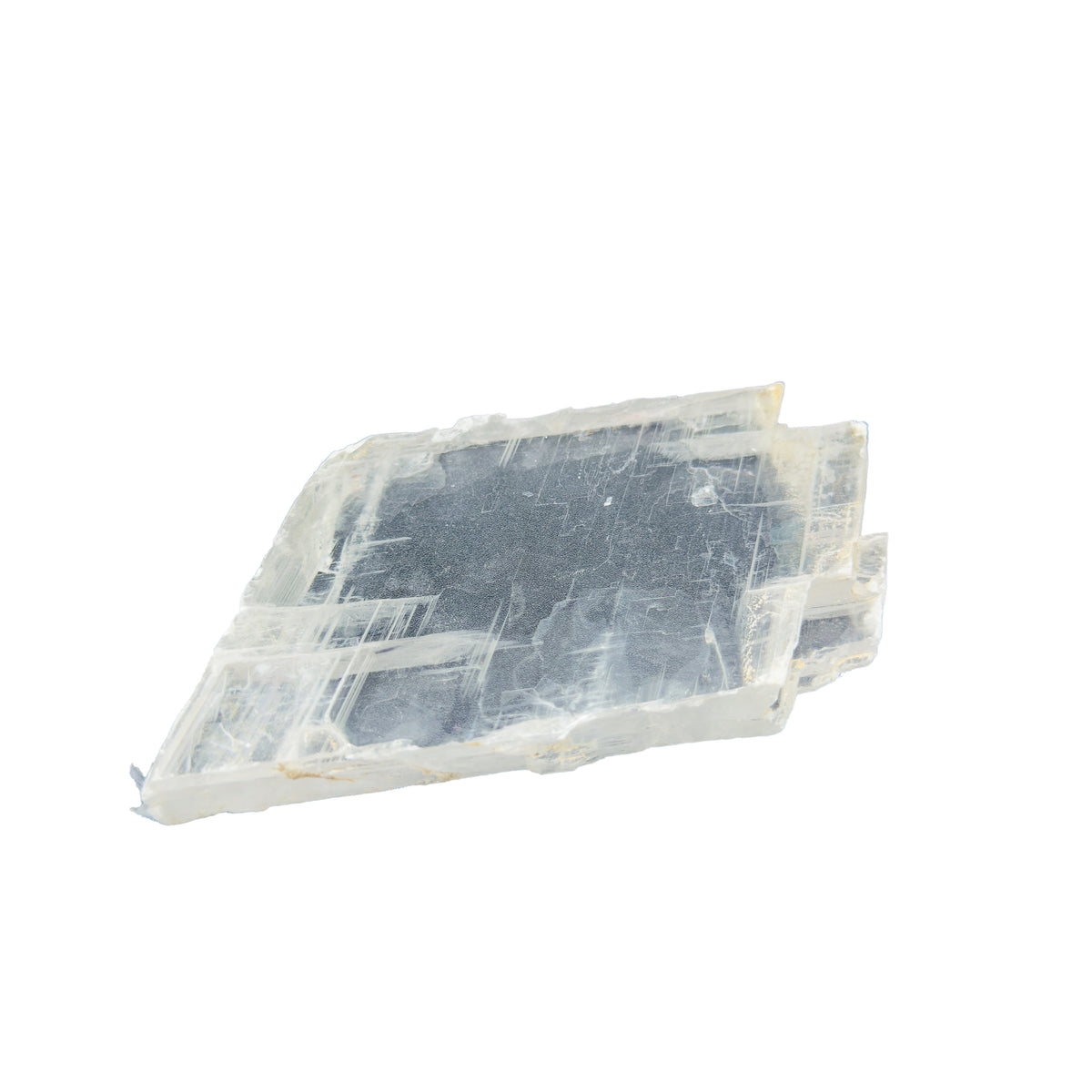 AAA grade selenite clearing slab from New Mexico, alternate angle, translucent white gypsum fiber, specimen 57.