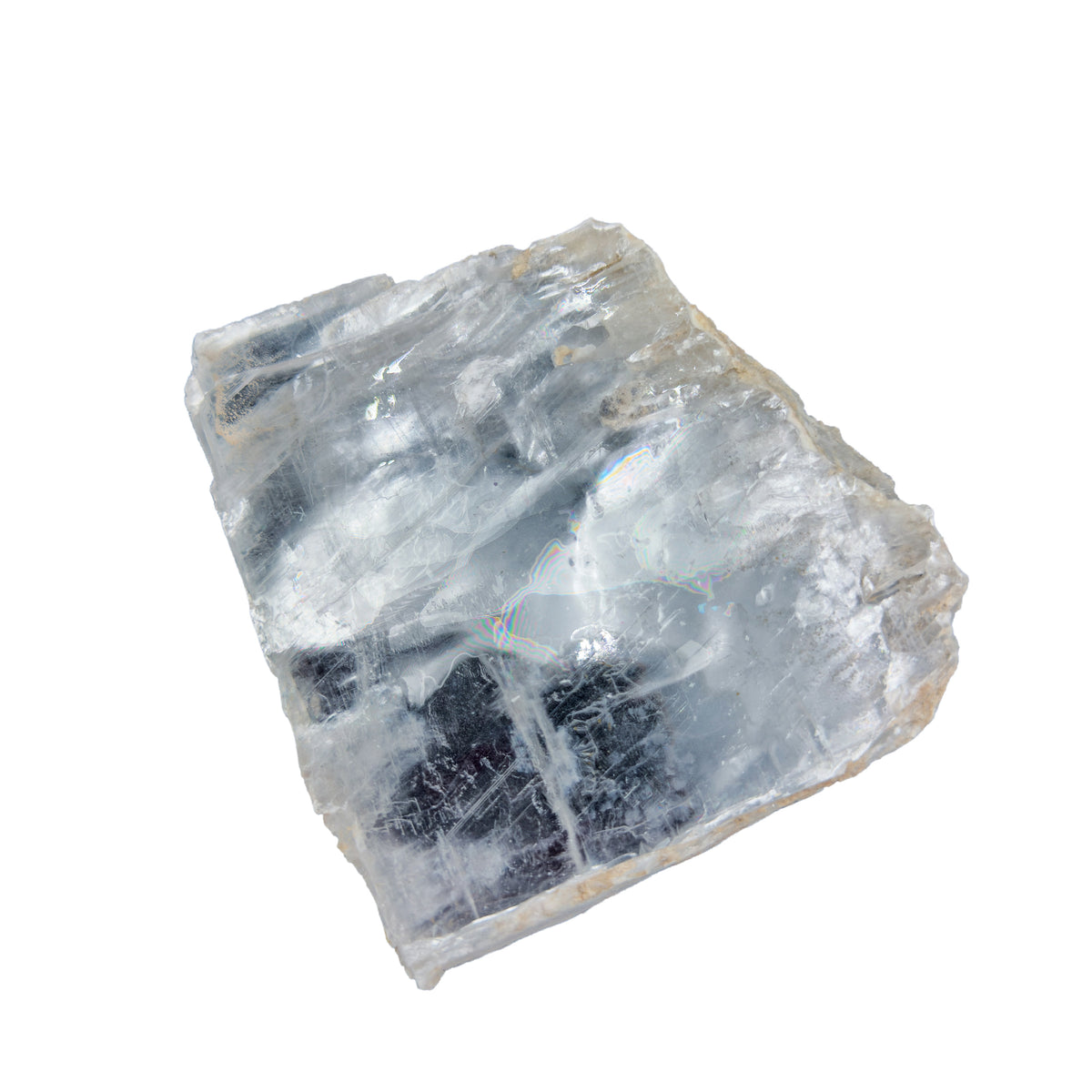 AAA grade selenite clearing slab from New Mexico, left profile, translucent white gypsum fiber, specimen 58.