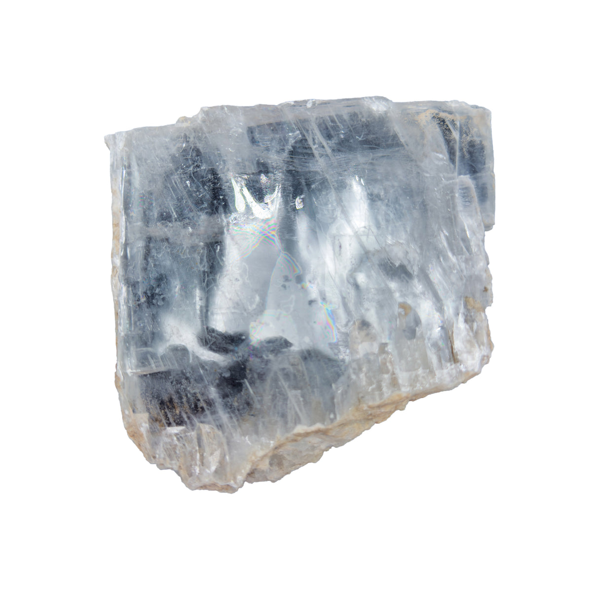 AAA grade selenite clearing slab from New Mexico, reverse side, translucent white gypsum fiber, specimen 58.