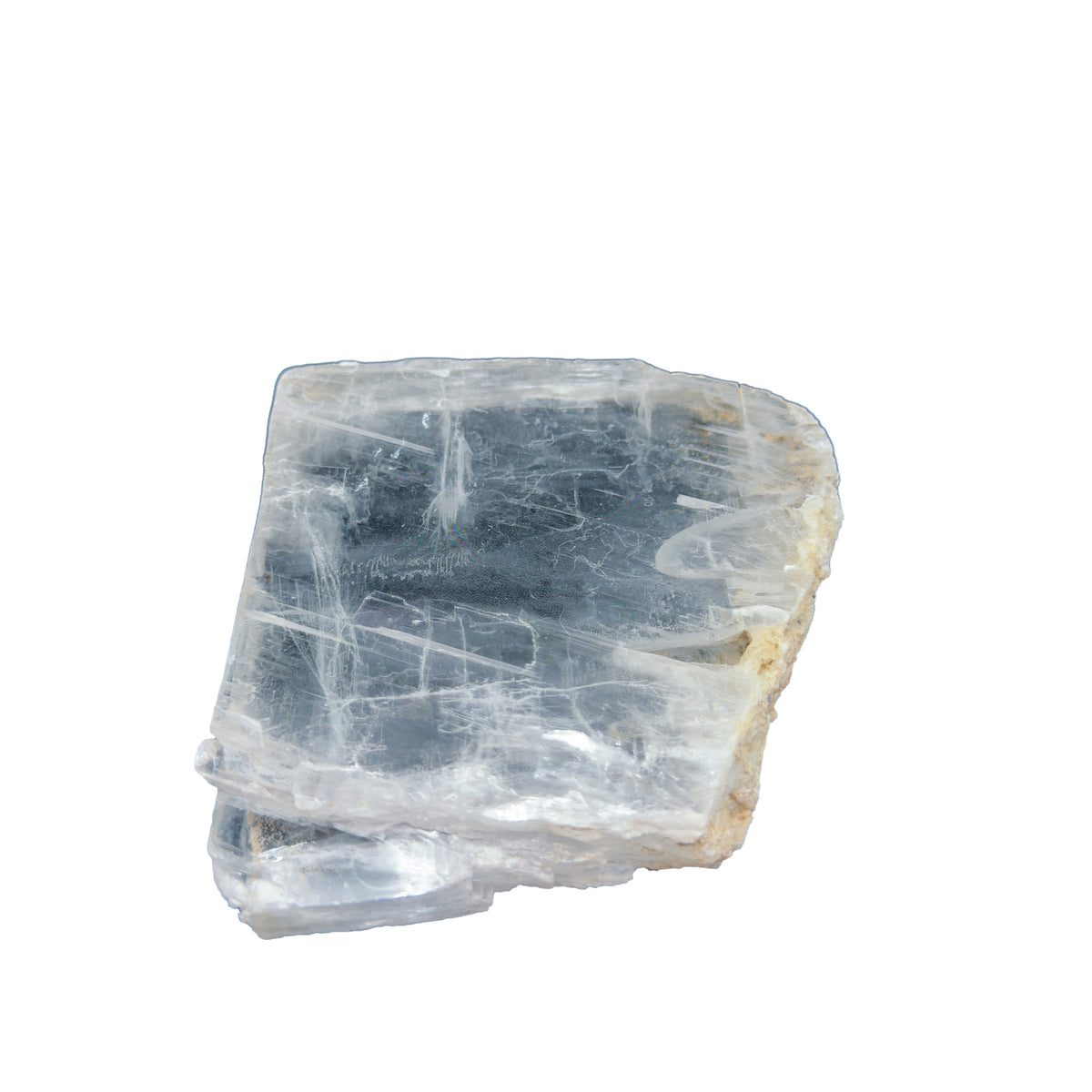 AAA grade selenite clearing slab from New Mexico, alternate angle, translucent white gypsum fiber, specimen 58.