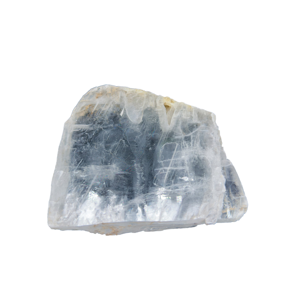 AAA grade selenite clearing slab from New Mexico, right profile, translucent white gypsum fiber, specimen 58.