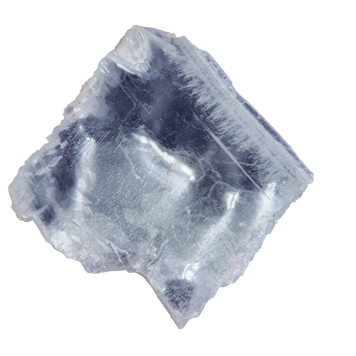 AAA grade selenite clearing slab from New Mexico, right profile, translucent white gypsum fiber, specimen 59.