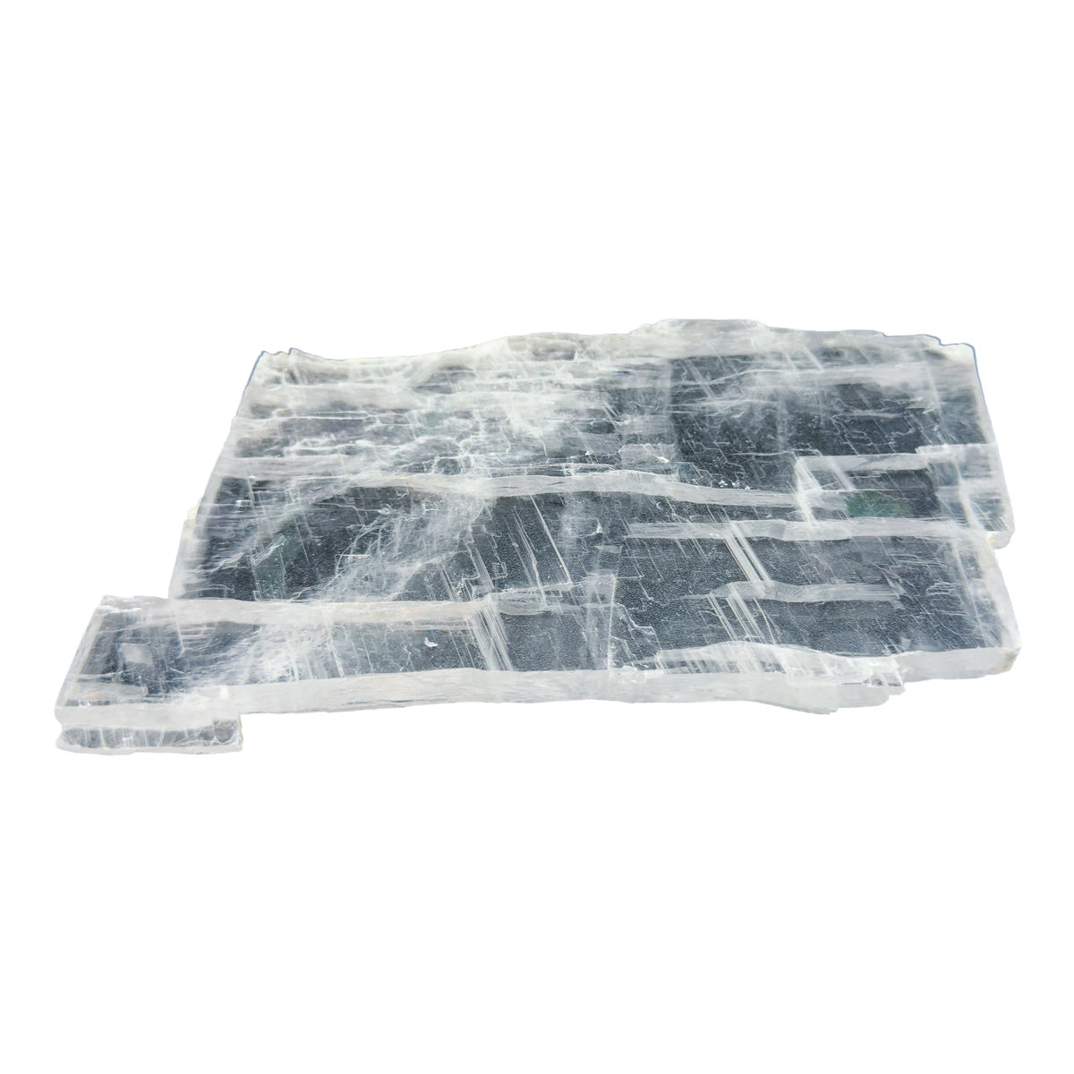 AAA grade selenite clearing slab from New Mexico, alternate angle, translucent white gypsum fiber, specimen 60.