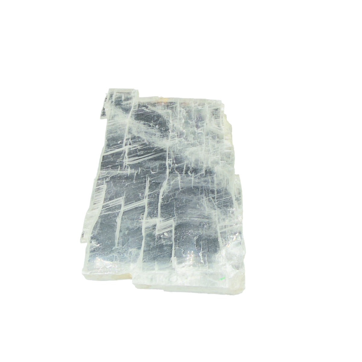 AAA grade selenite clearing slab from New Mexico, right profile, translucent white gypsum fiber, specimen 60.
