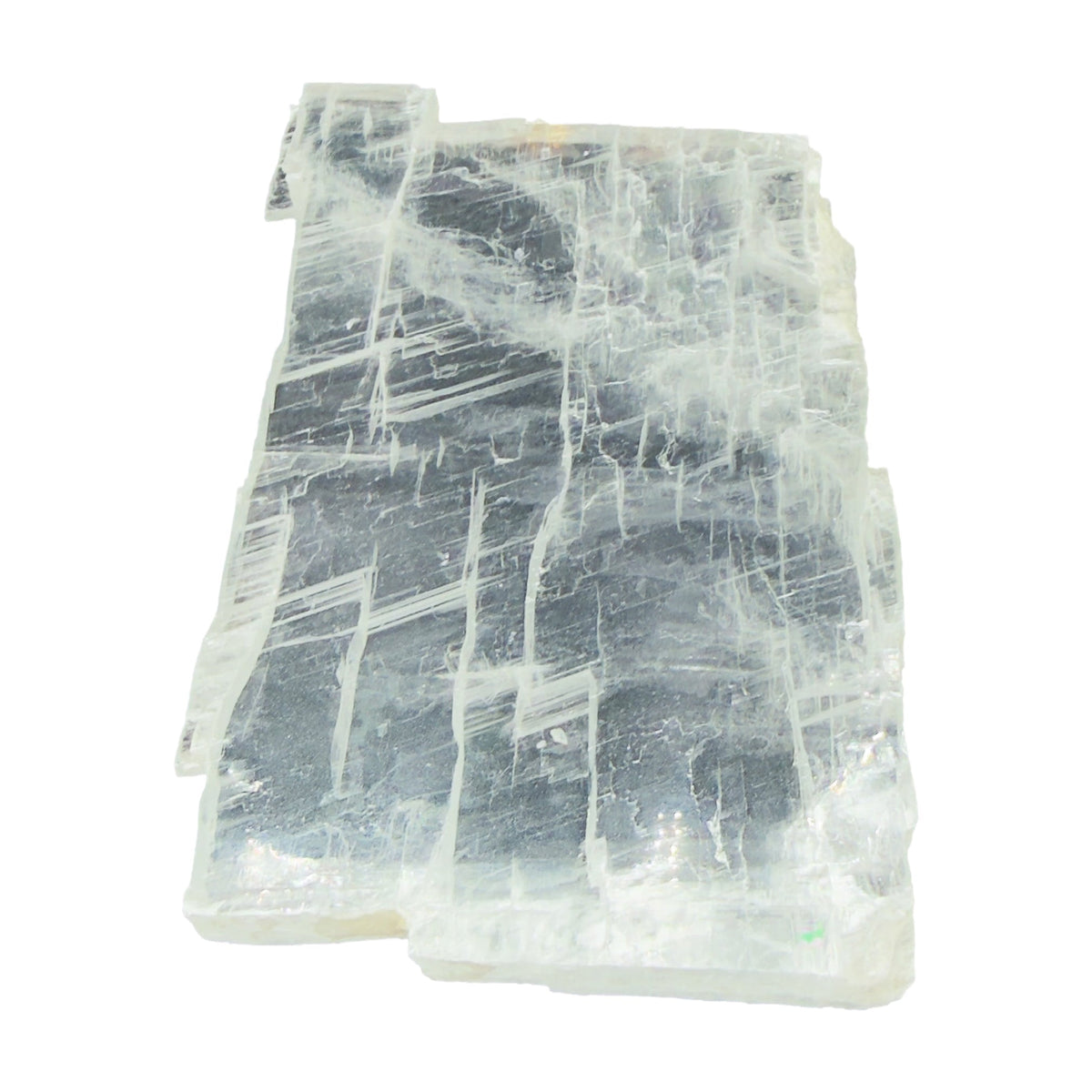 AAA grade selenite clearing slab from New Mexico, right profile, translucent white gypsum fiber, specimen 60.