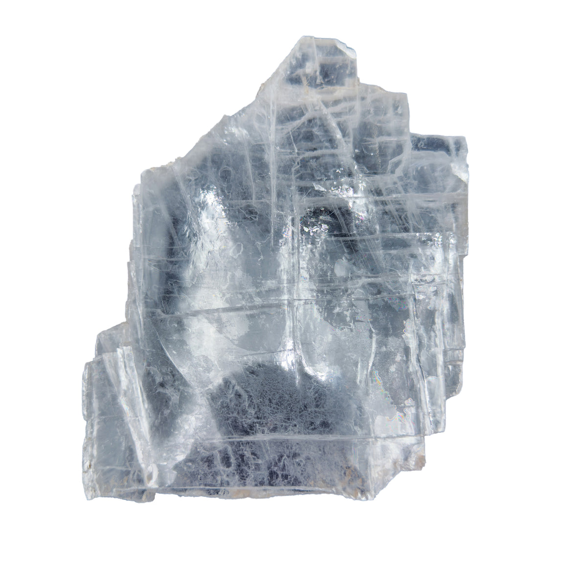 AAA grade selenite clearing slab from New Mexico, right profile, translucent white gypsum fiber, specimen 63.