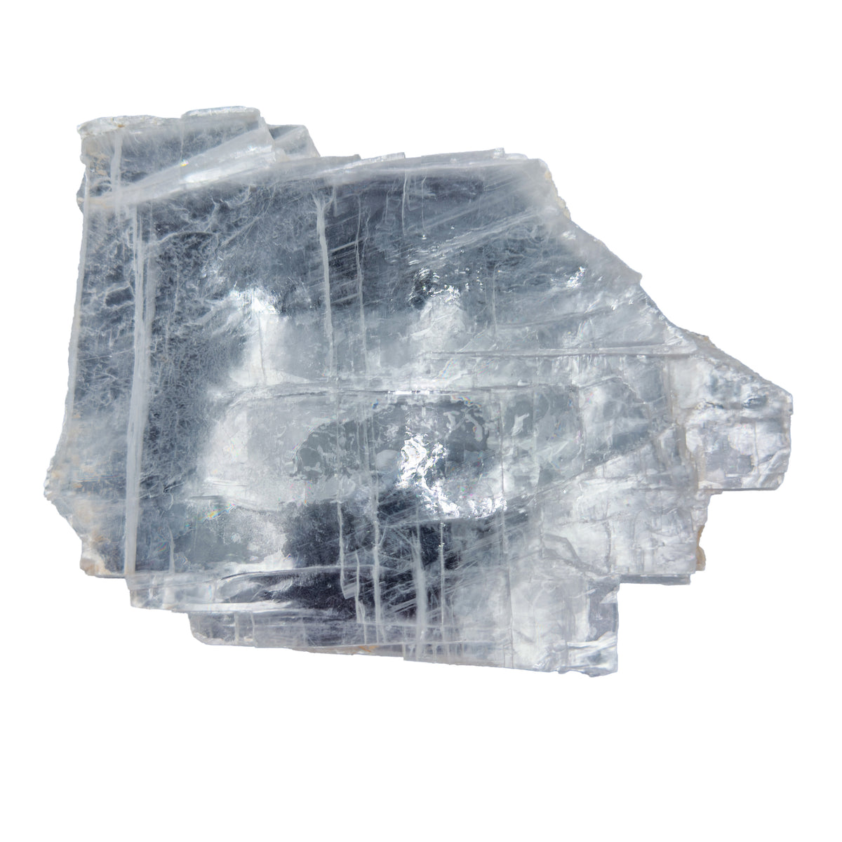 AAA grade selenite clearing slab from New Mexico, reverse side, translucent white gypsum fiber, specimen 63.