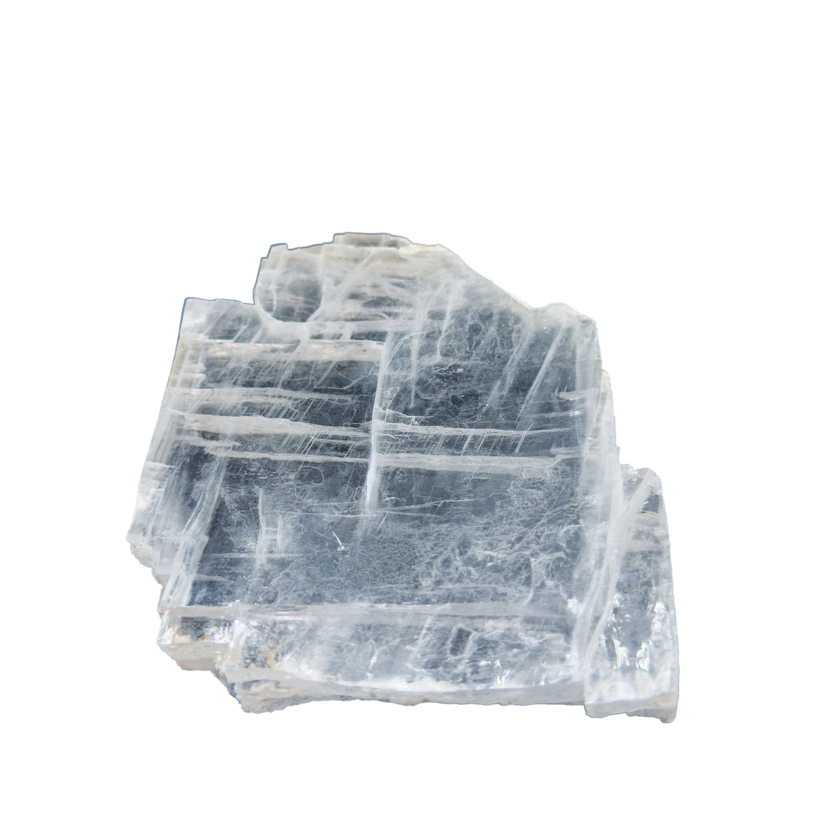 AAA grade selenite clearing slab from New Mexico, alternate angle, translucent white gypsum fiber, specimen 63.