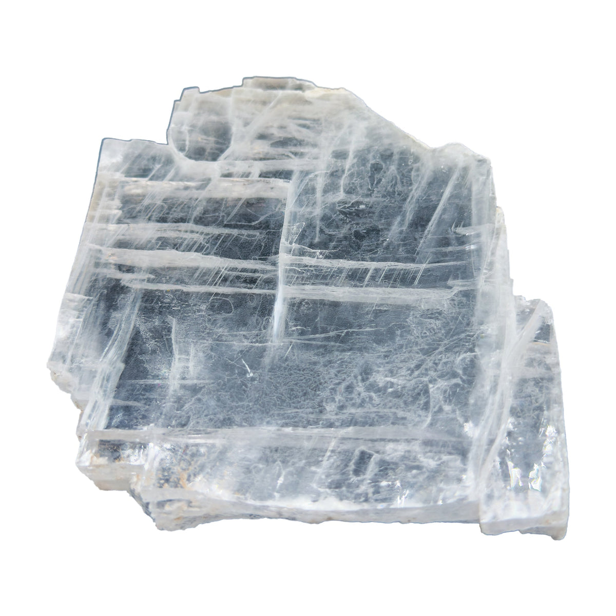 AAA grade selenite clearing slab from New Mexico, alternate angle, translucent white gypsum fiber, specimen 63.