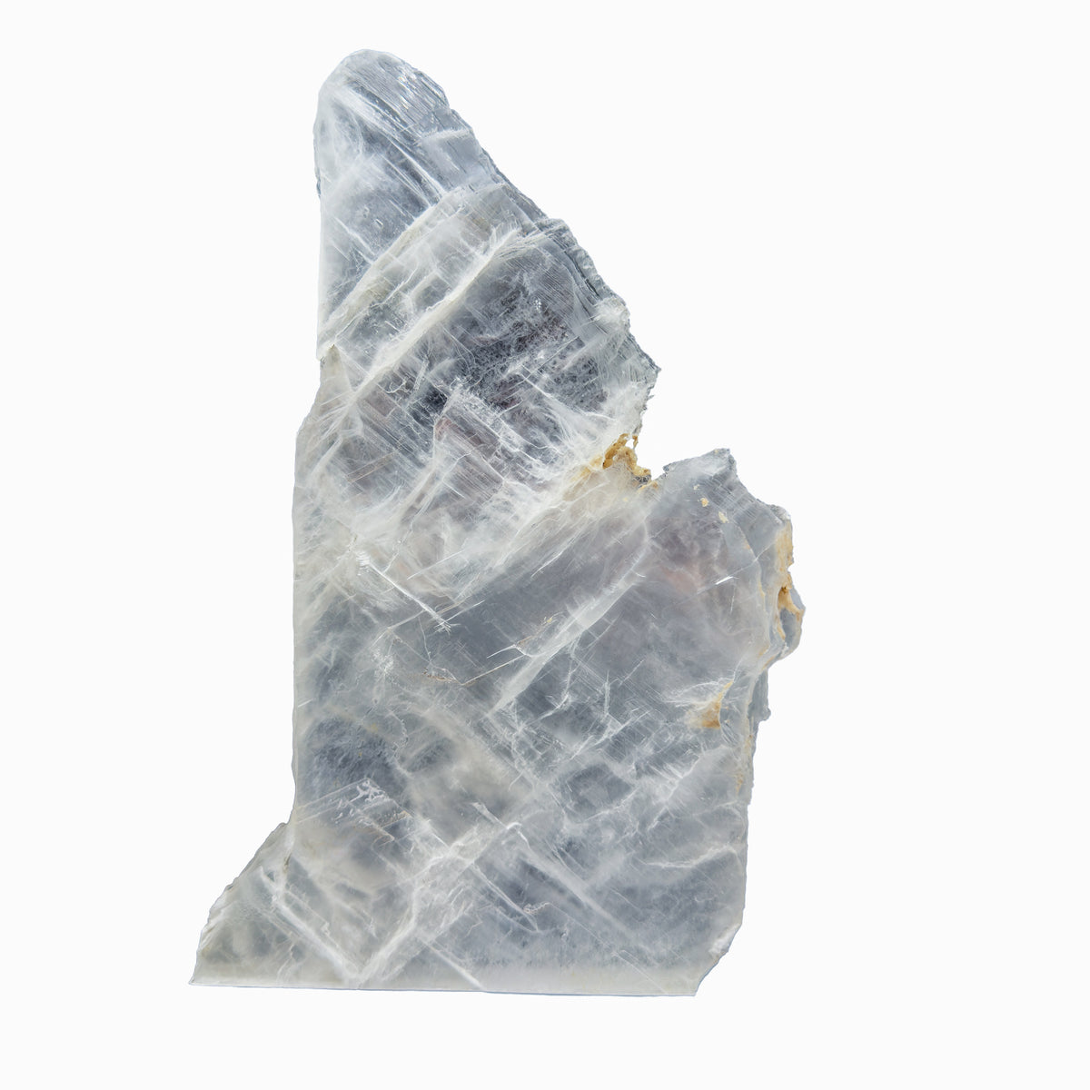 AAA grade selenite standing slab from New Mexico, reverse side, translucent white gypsum fiber, specimen 51.