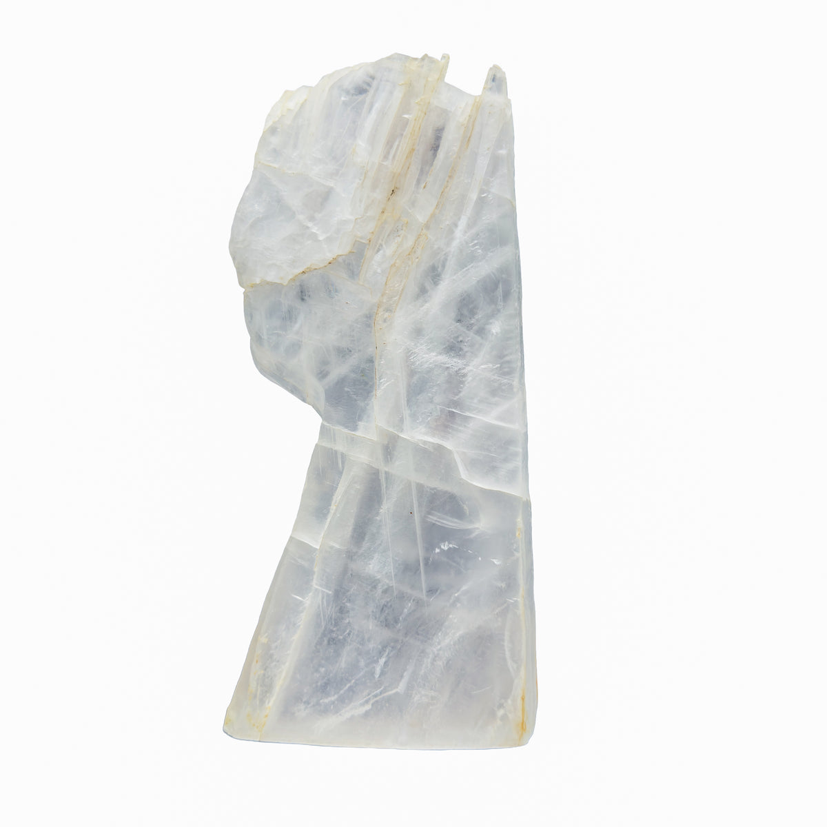 AAA grade selenite standing slab from New Mexico, reverse side, translucent white gypsum fiber, specimen 52.