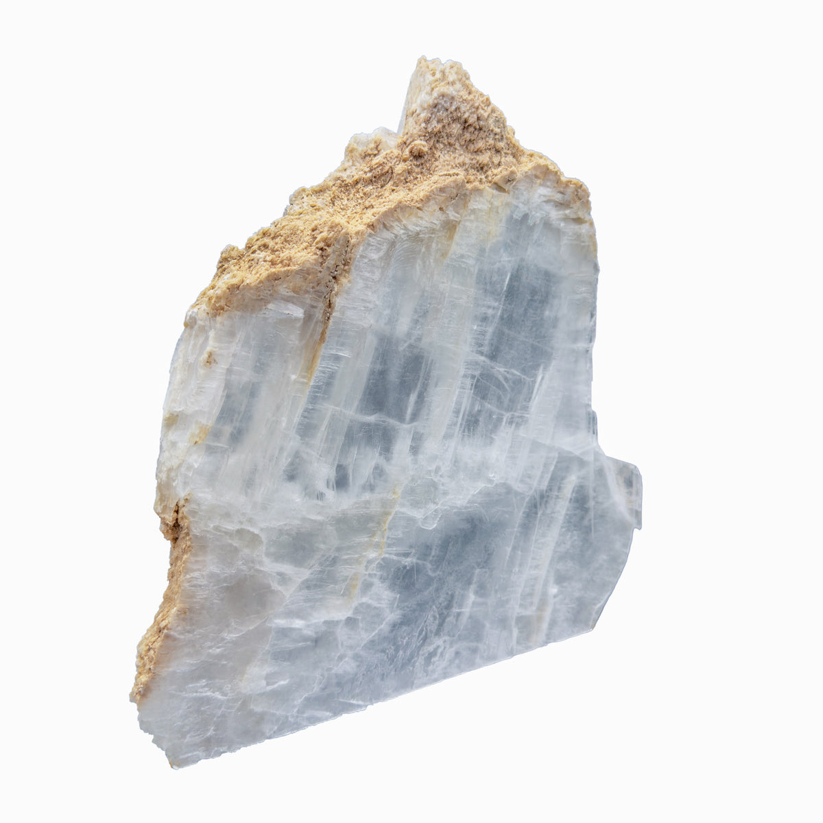 AAA grade selenite standing slab from New Mexico, reverse side, translucent white gypsum fiber, specimen 53.
