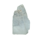 AAA grade selenite standing slab from New Mexico, front view, stepped blocky profile with a pale blue-white body with a touch of tan at the crown, 3.55 x 1.05 x 5.87 in, 1.09 pounds.