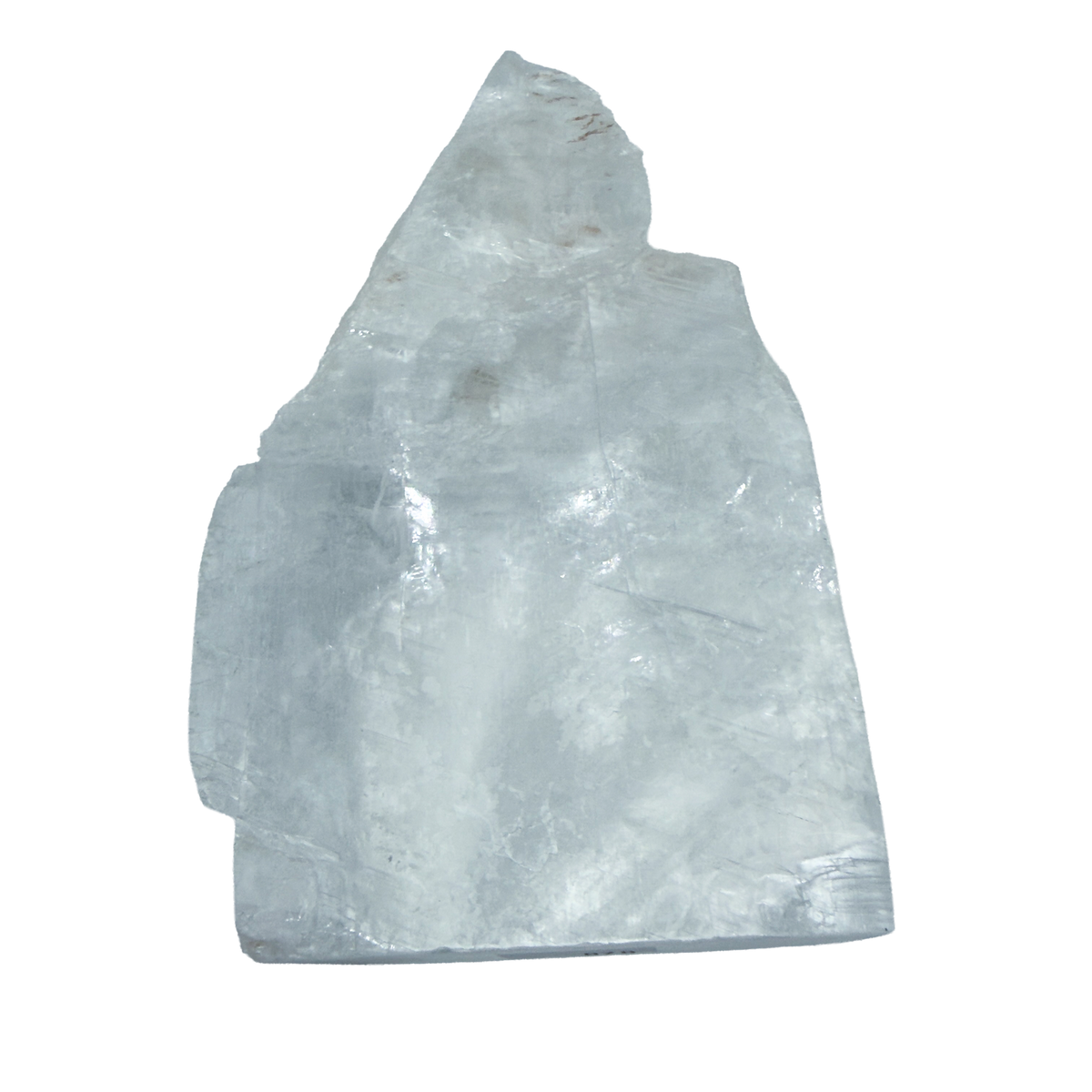 AAA grade selenite standing slab from New Mexico, further angle, translucent white gypsum fiber, specimen 70.