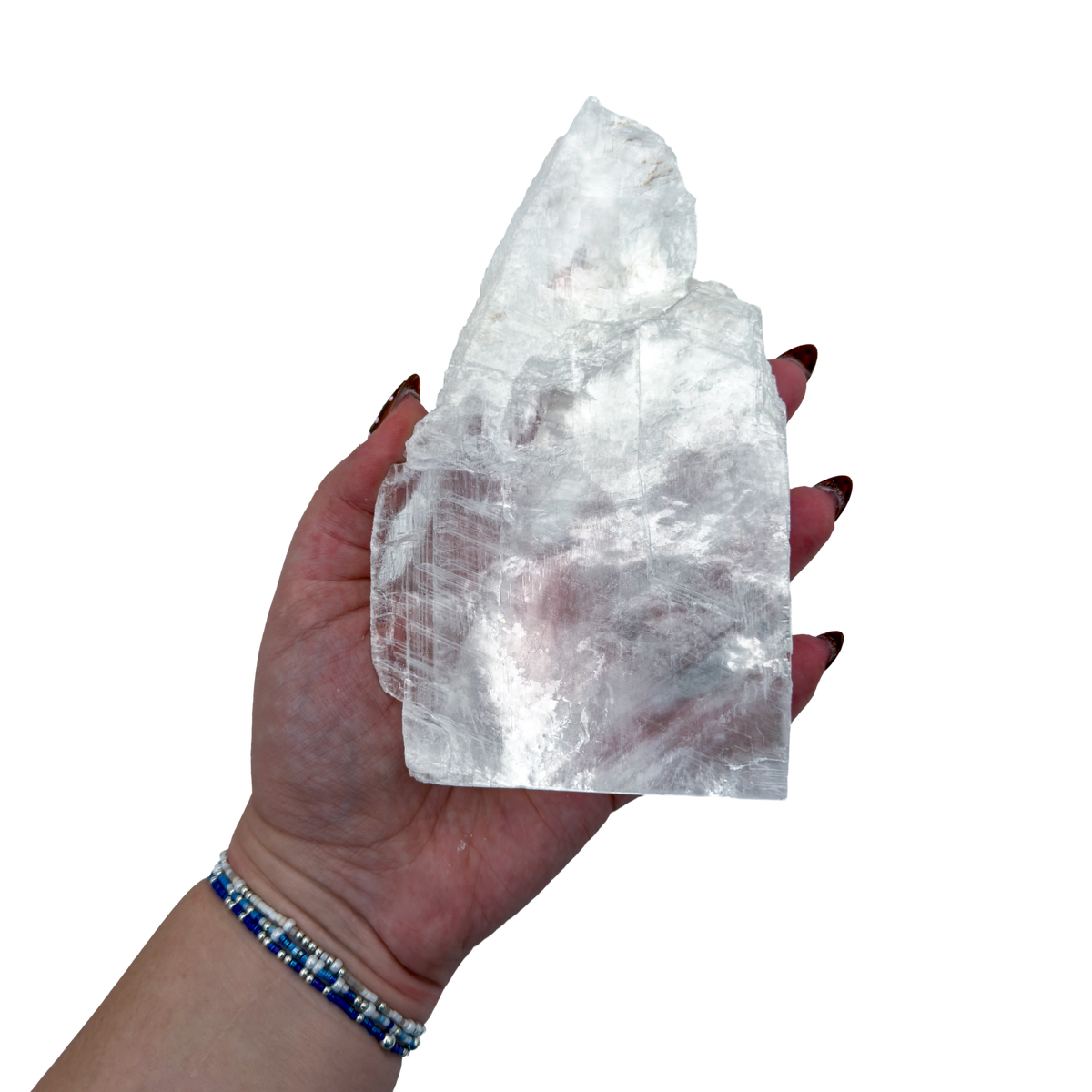 AAA grade selenite standing slab from New Mexico, additional view, translucent white gypsum fiber, specimen 70.