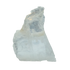 AAA grade selenite standing slab from New Mexico, front view, stepped profile that narrows toward the top with pale blue-white fiber with a tan inclusion along the upper edge, 3.95 x 0.99 x 5.09 in, 0.95 pounds.