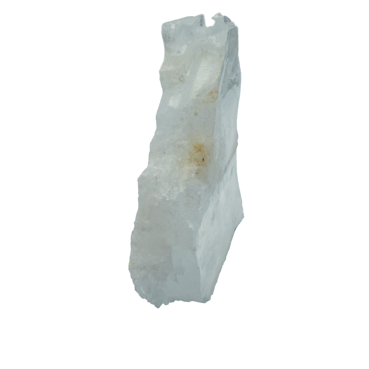 AAA grade selenite standing slab from New Mexico, detail of the fibrous surface, translucent white gypsum fiber, specimen 71.