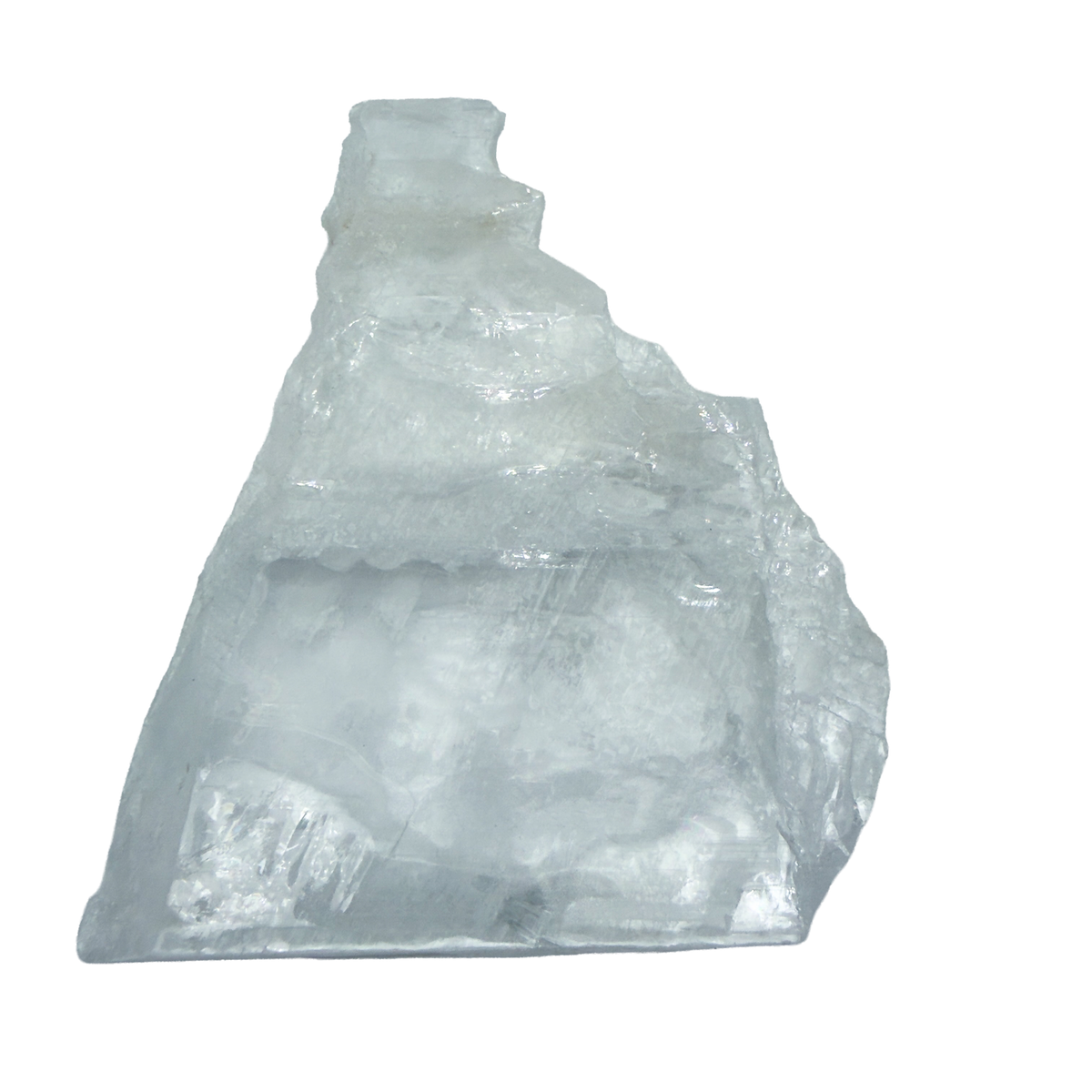 AAA grade selenite standing slab from New Mexico, alternate angle, translucent white gypsum fiber, specimen 71.