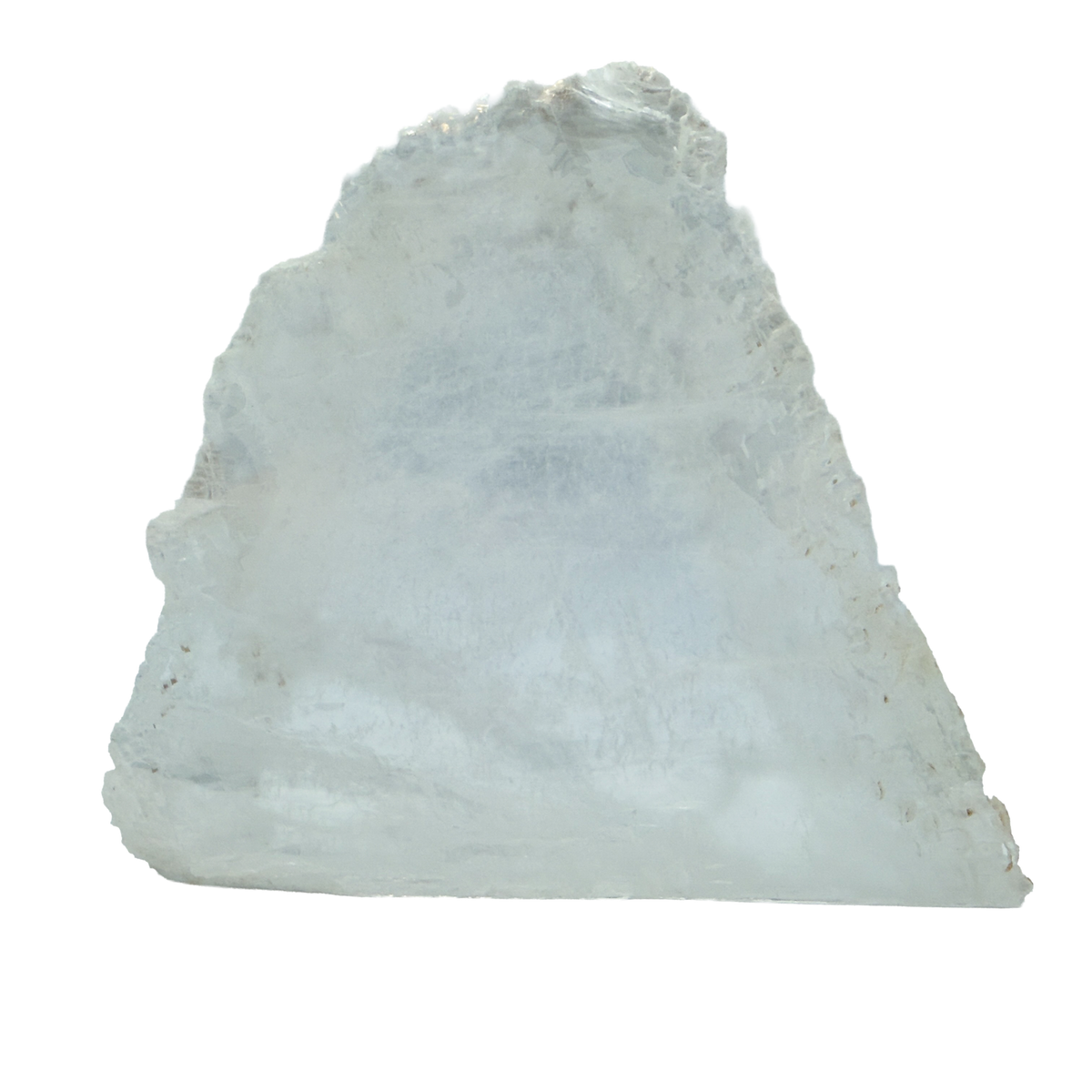 AAA grade selenite standing slab from New Mexico, reverse side, translucent white gypsum fiber, specimen 72.