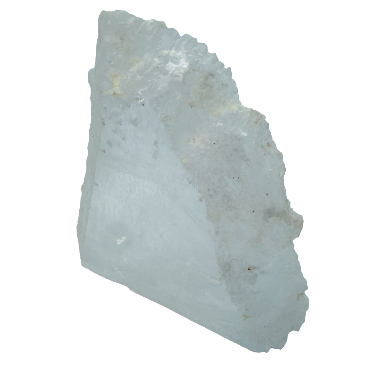 AAA grade selenite standing slab from New Mexico, right profile, translucent white gypsum fiber, specimen 72.